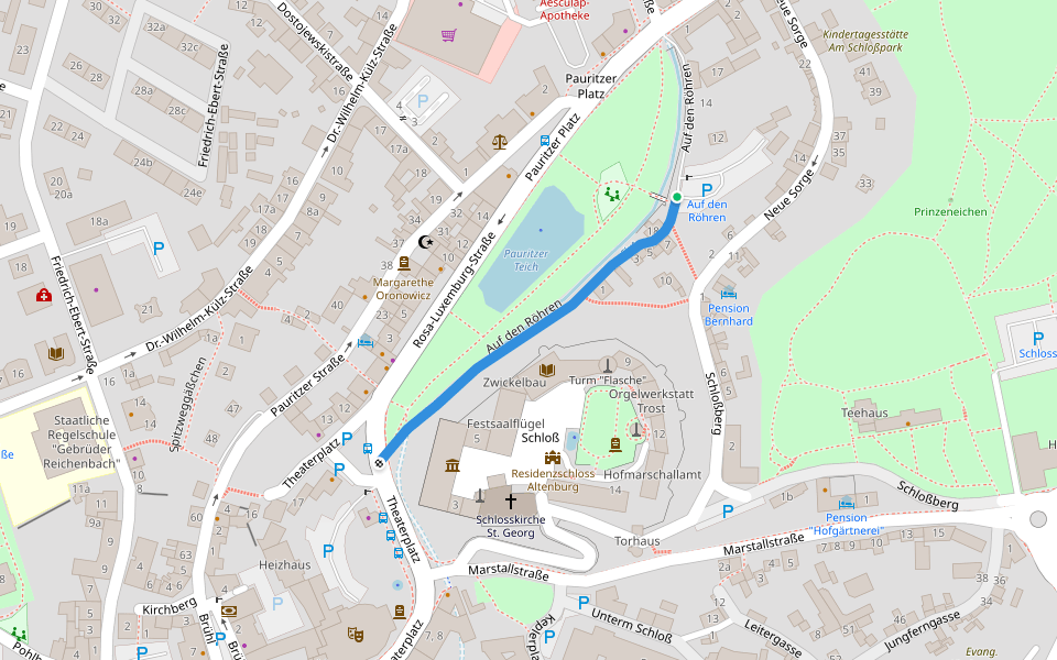 Auf den Röhren walking route map in Altenburg
