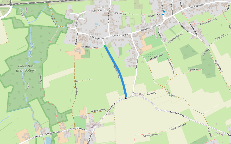 Troyersstraat walking route map in Erpe-Mere
