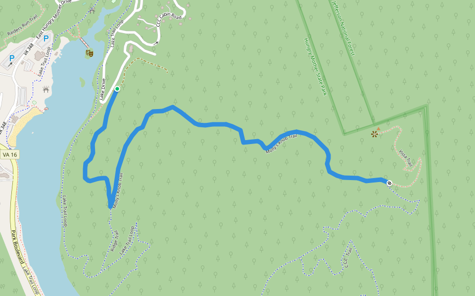 Molly's Knob Trail walking route map in Marion