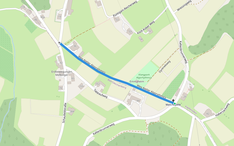 Weg Atelier Algorythmics walking route map in Pichla