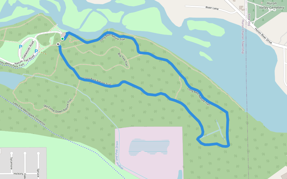 Long Bark Nature Trail walking route map in Flat Rock