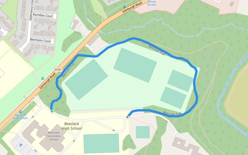 Beeslack Trail walking route map in Penicuik
