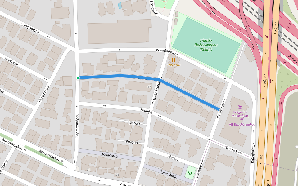 Πατριαρχείου walking route map in Iraklio