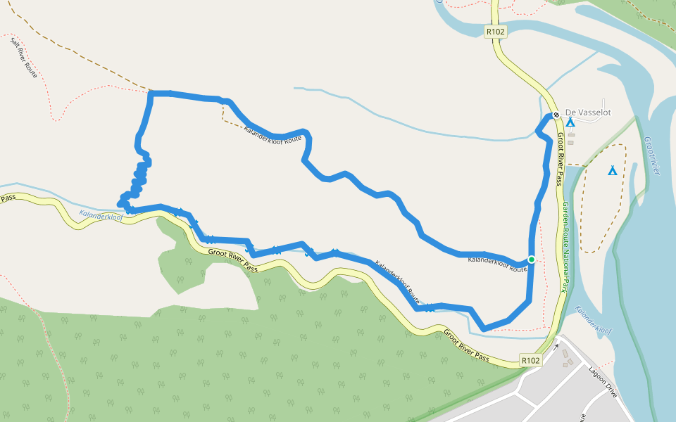Kalanderkloof Route walking route map in Nature's Valley