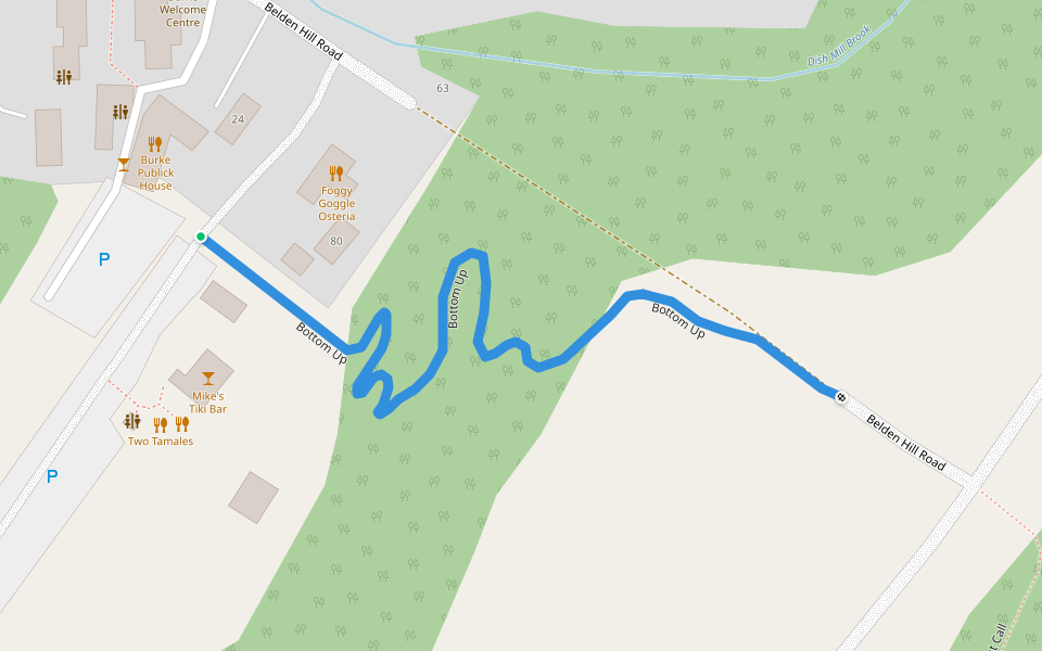 Bottom Up walking route map in Burke