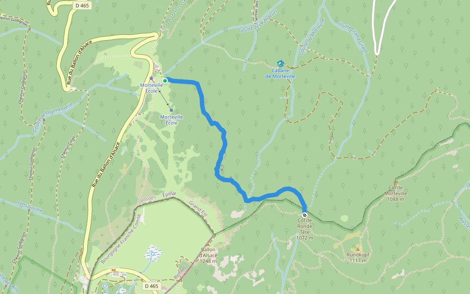 Tour du Ballon d'Alsace- Roches de Morteville walking route map in Saint-Maurice-sur-Moselle