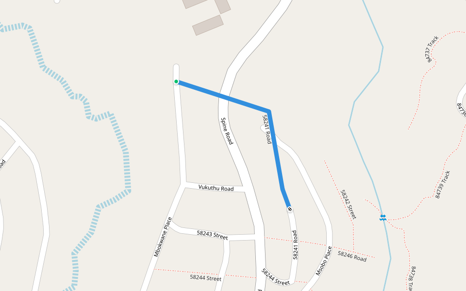 58241 Road walking route map in Folweni