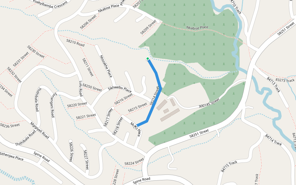 58214 Street walking route map in Folweni