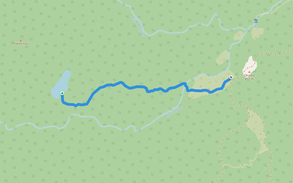 Arahaki Lagoon Track walking route map in Minginui