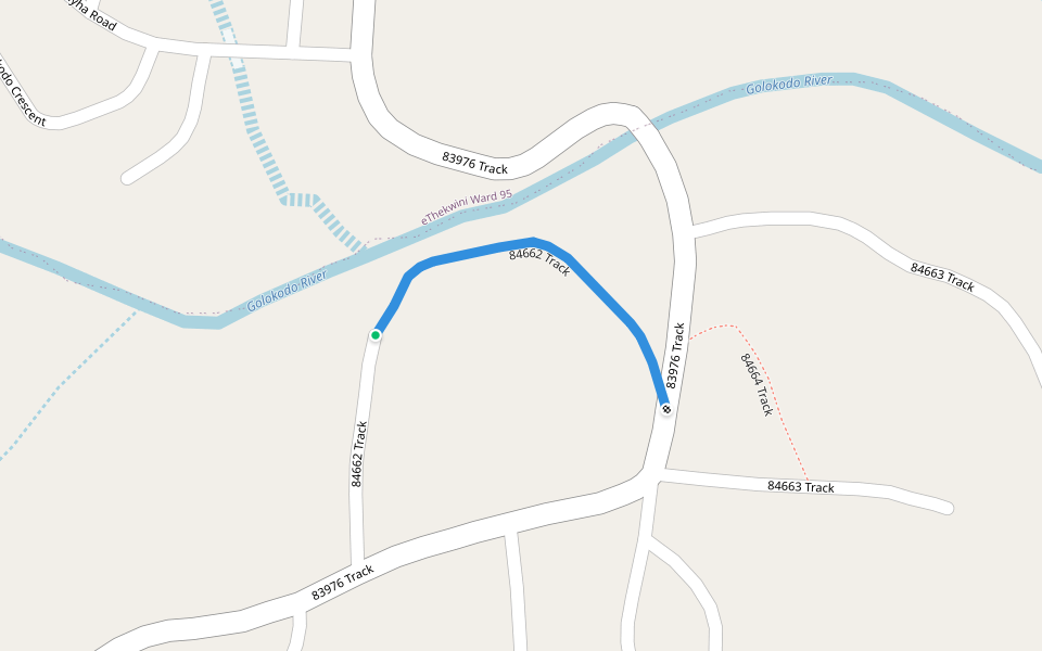 84662 Track walking route map in Folweni