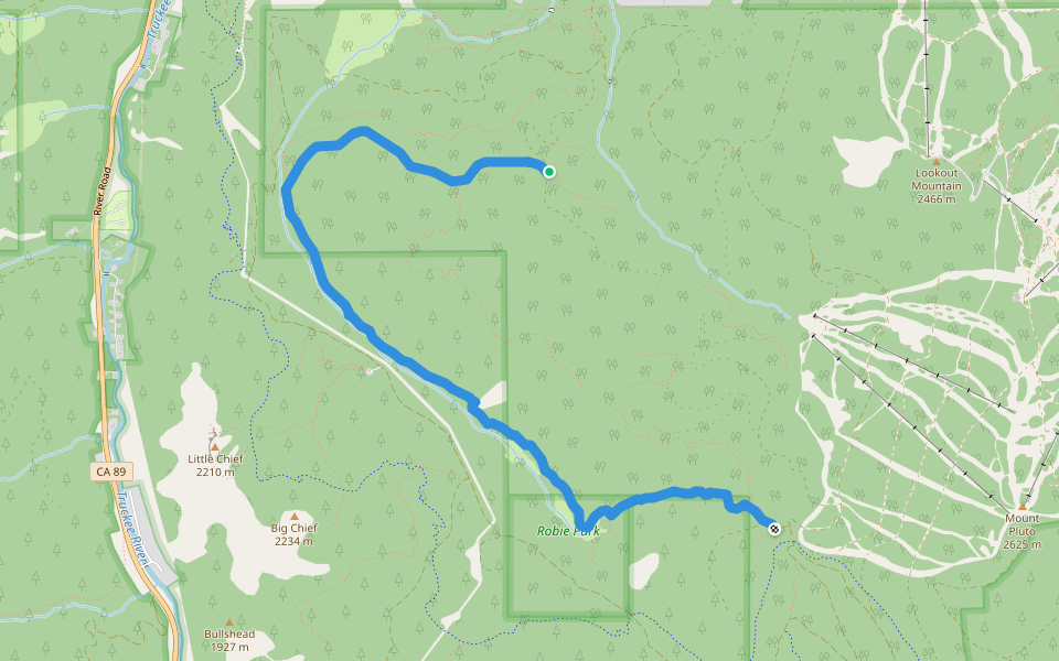 Cena Lar Trail walking route map in Truckee