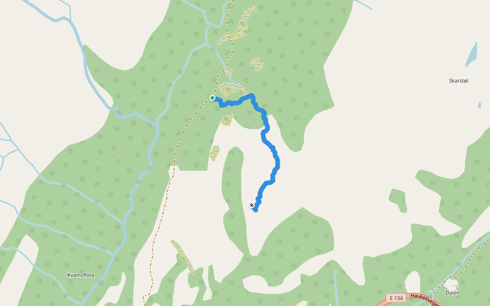 Havrenås toppen walking route map in Røldal