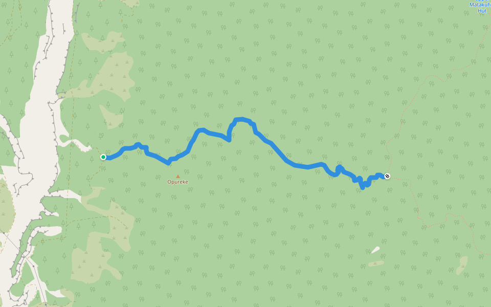 Opureke Track walking route map in Waipunga