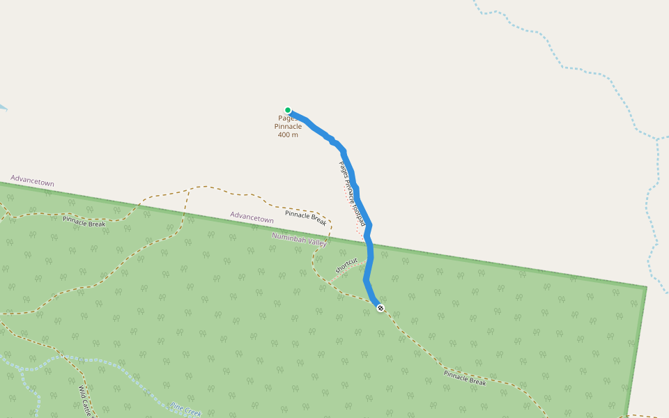 Pages Pinnacle footpad walking route map in Advancetown