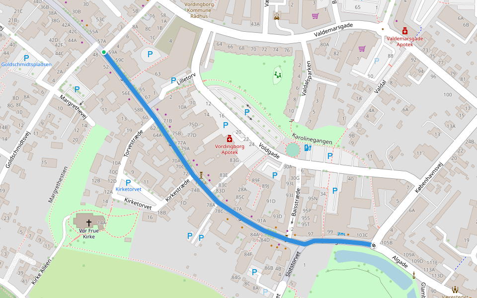 Algade walking route map in Vordingborg