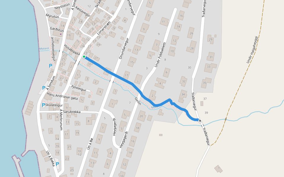 Geilin walking route map in Bøur