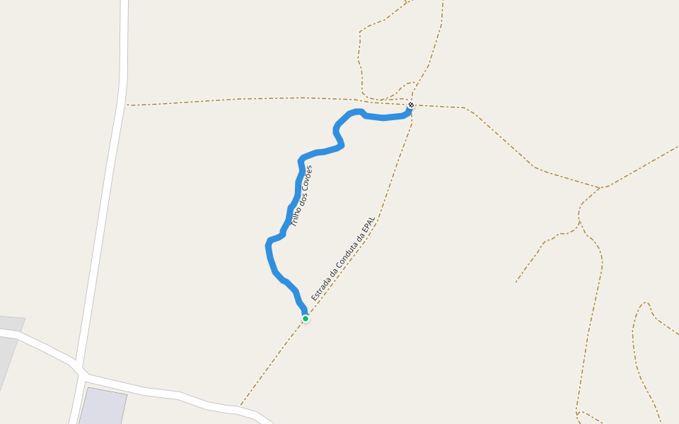 Trilho dos Covões walking route map in Vale de Santarém