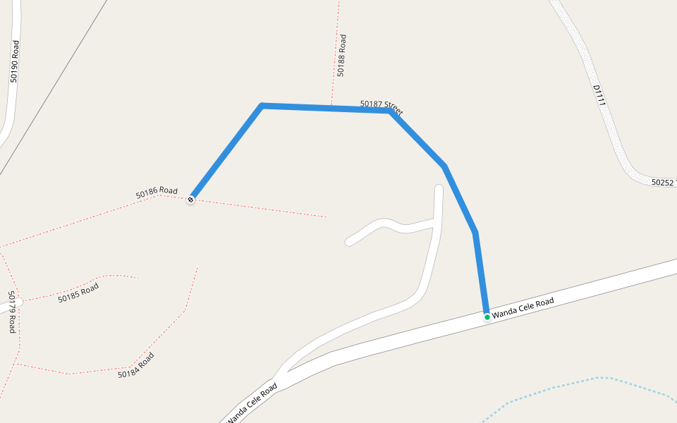 50187 Street walking route map in eManzimtoti