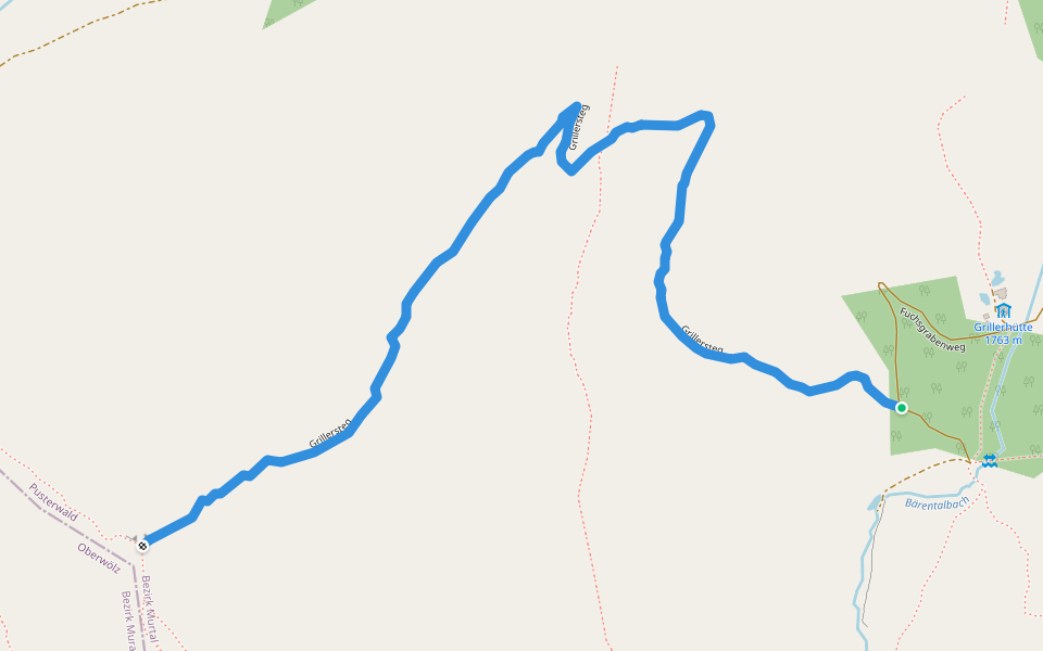 Grillersteg walking route map in Pusterwald