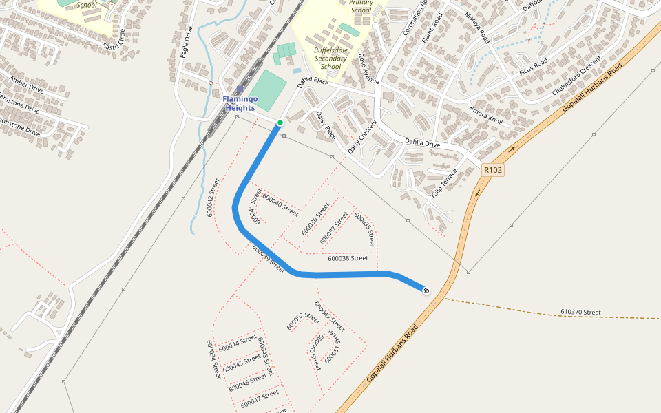 600039 Street walking route map in oThongathi