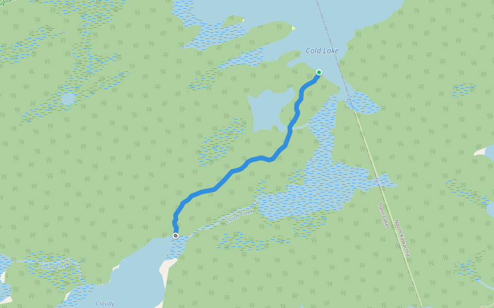 Cold Lake - Cloudy Lake Portage walking route map in Gooderham