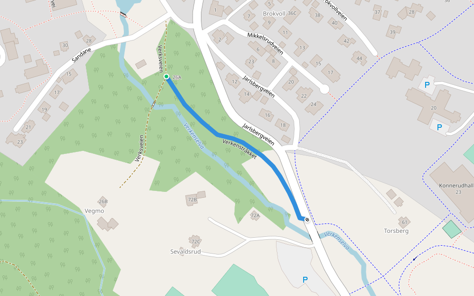 Verkenstråkket walking route map in Konnerud