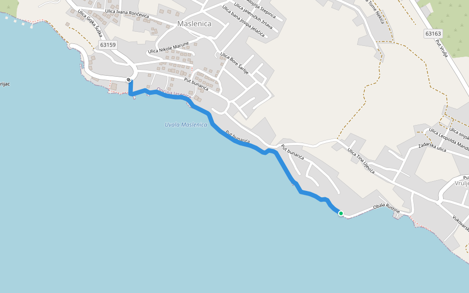 Put bunarića walking route map in Maslenica