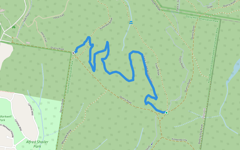 Track 3 - Lace Monitor Trail walking route map in Daisy Hill