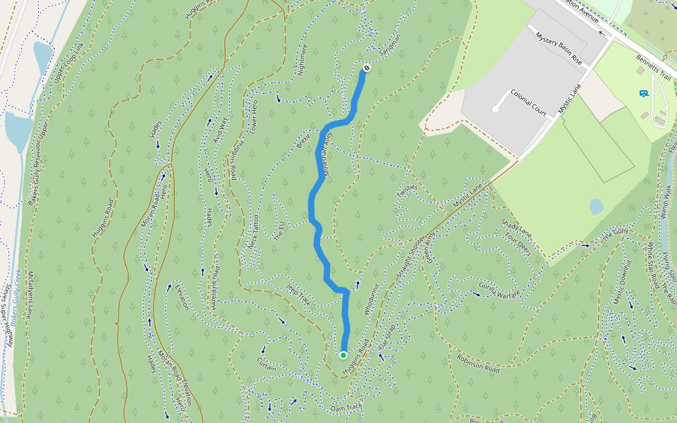Mine Shaft Alley walking route map in Bright