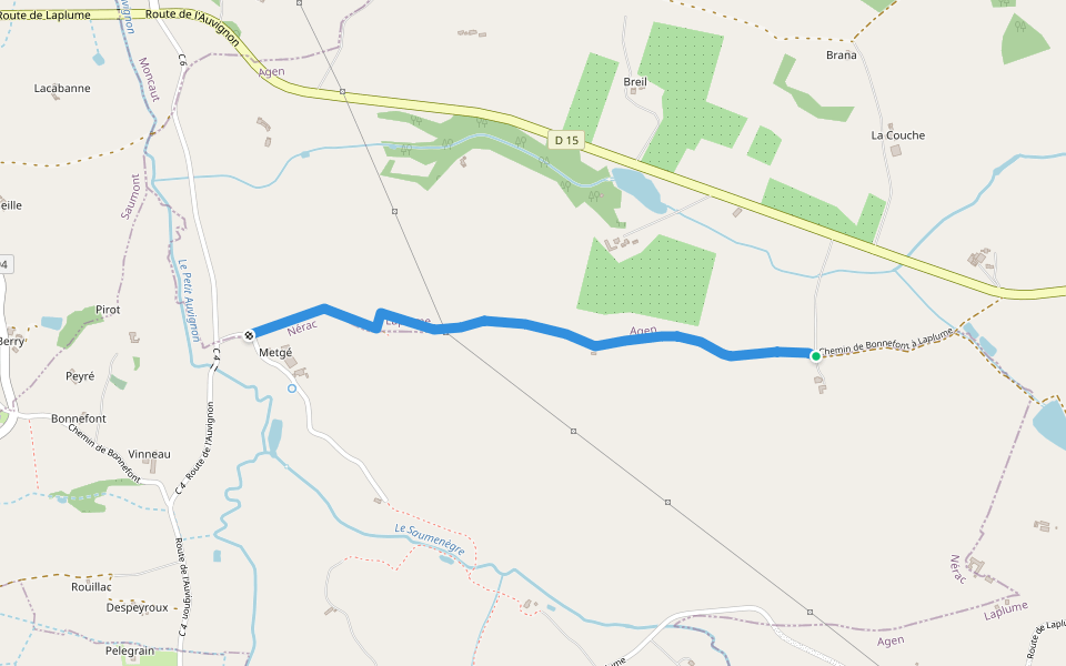Chemin de Bonnefont à Laplume walking route map in Saint-Vincent-de-Lamontjoie