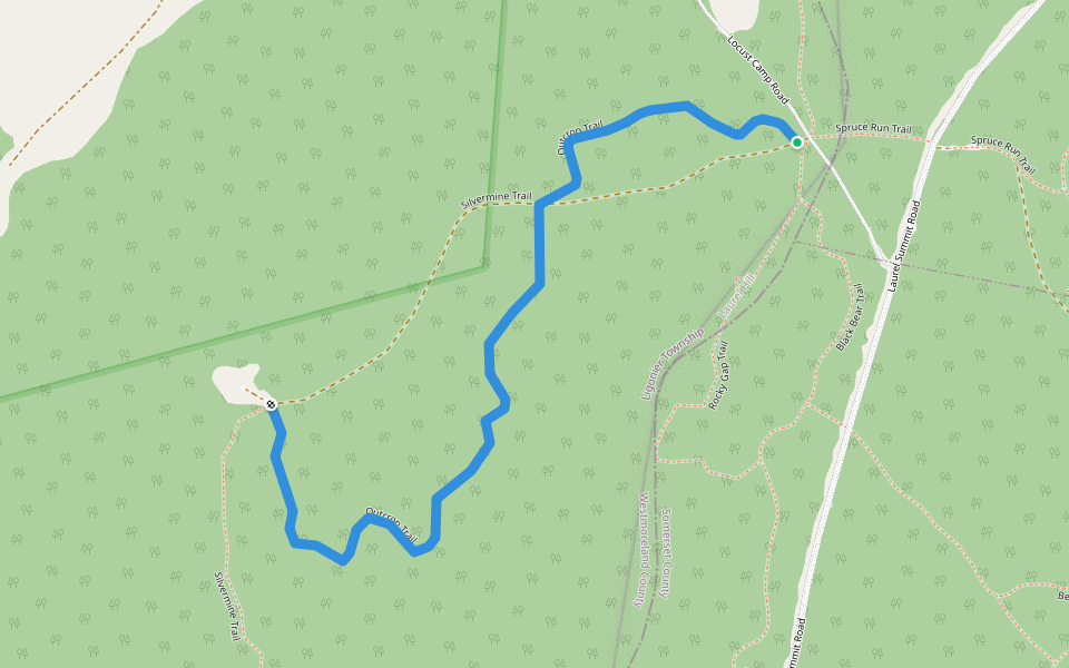 Outcrop Trail walking route map in Boswell