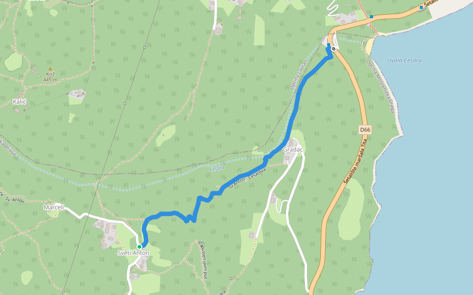 Sv.Anton - Cesarova walking route map in Sveti Anton