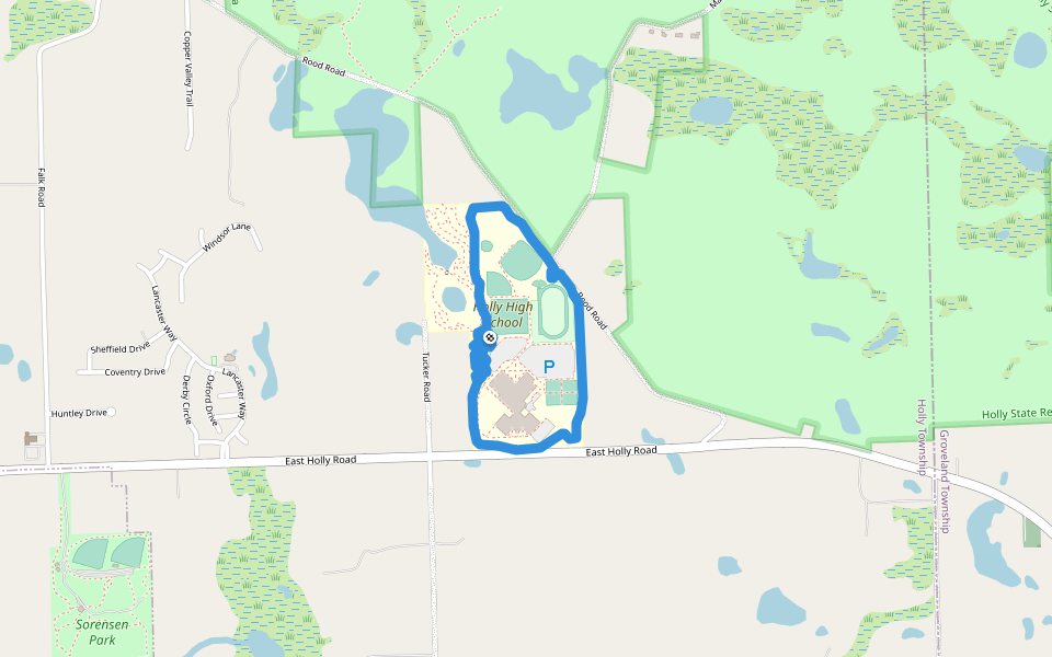 Campus Loop walking route map in Holly