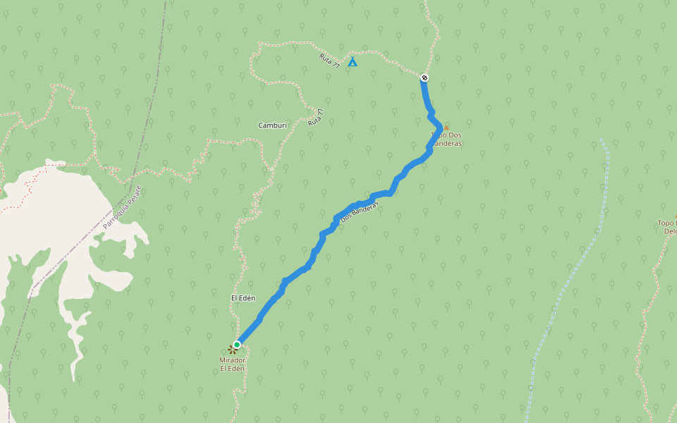 Dos Banderas walking route map in Caracas