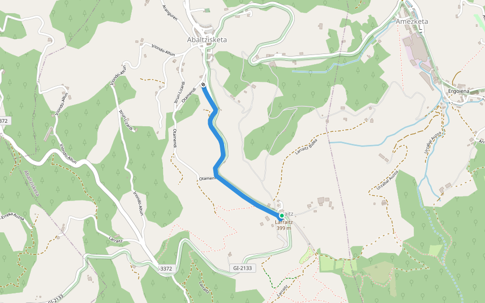 Larraitz-Abaltzisketa bide irisgarria walking route map in Abaltzisketa