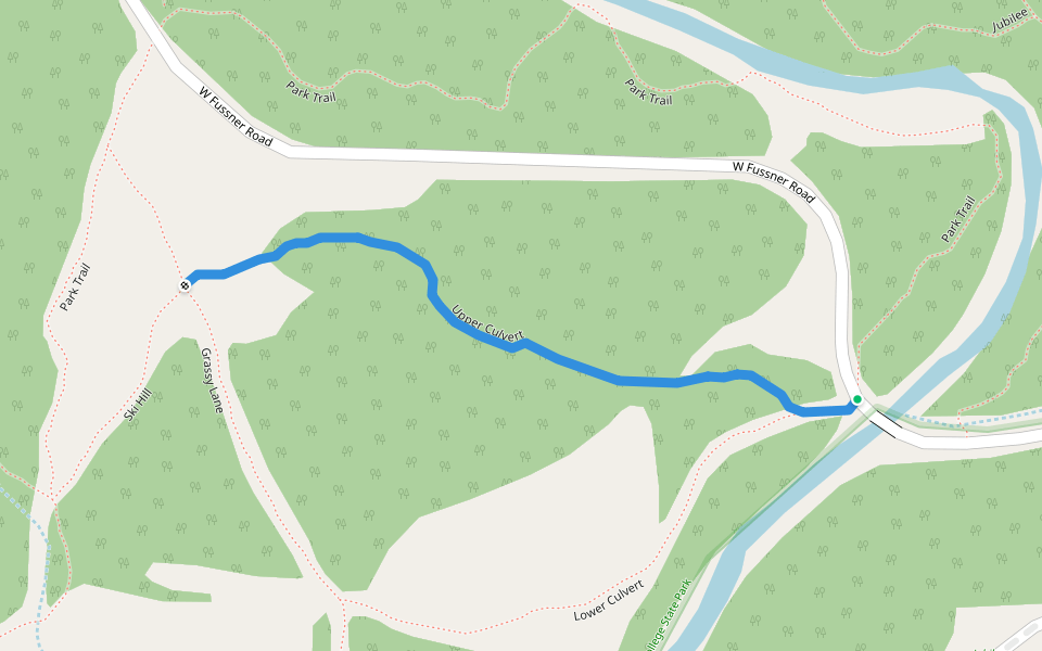 Upper Culvert walking route map in Brimfield