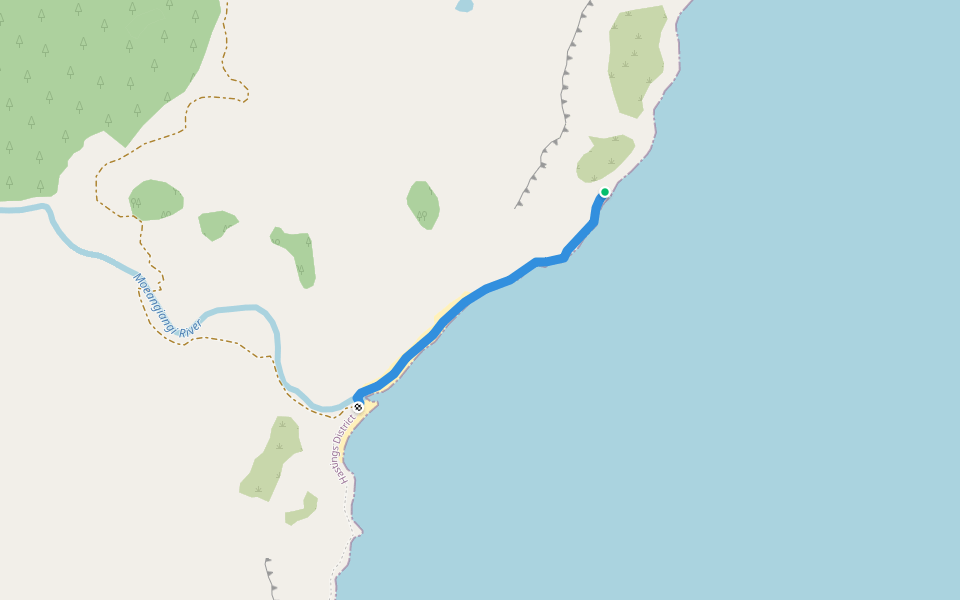Hawke's Bay Coastal Walkway walking route map in Tutira
