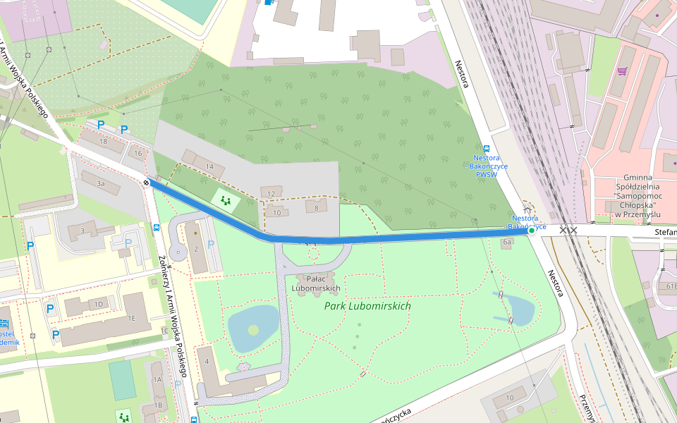 Książąt Lubomirskich walking route map in Przemyśl