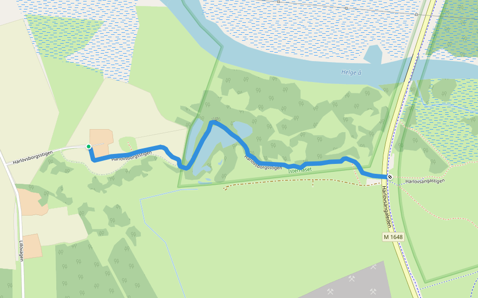 Härlövsborgsstigen walking route map in Kristianstad