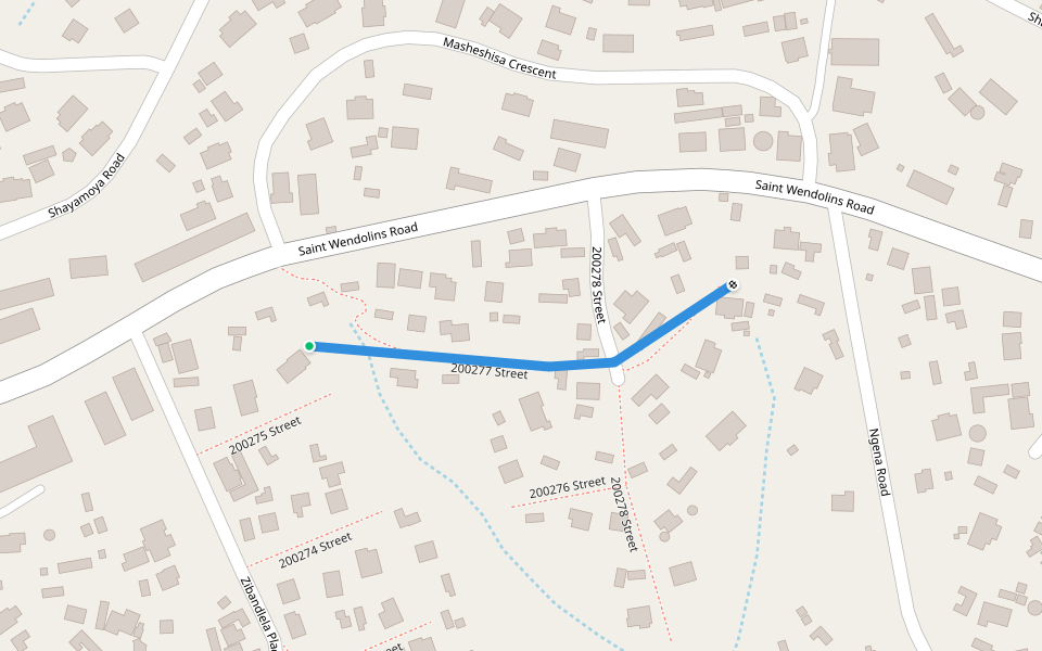 200277 Street walking route map in Pinetown