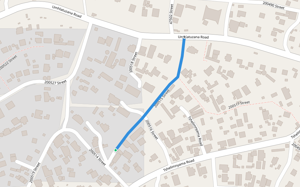 200515 Street walking route map in Tshelimnyama