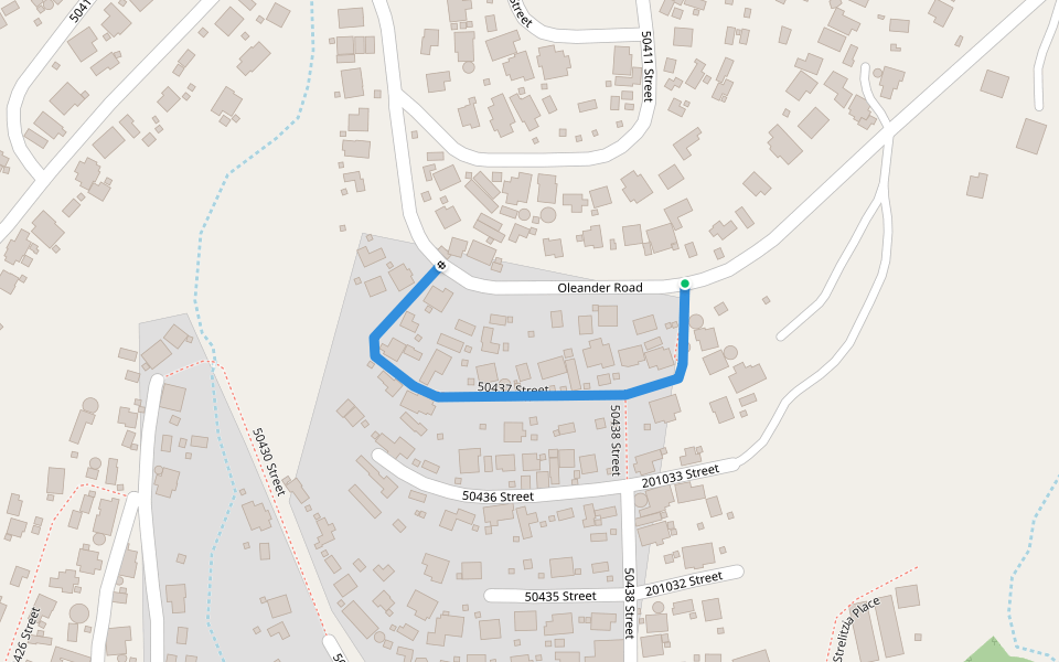 50437 Street walking route map in Pinetown
