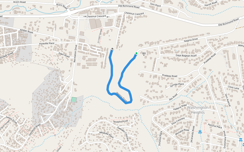 Nagina Drive walking route map in Pinetown