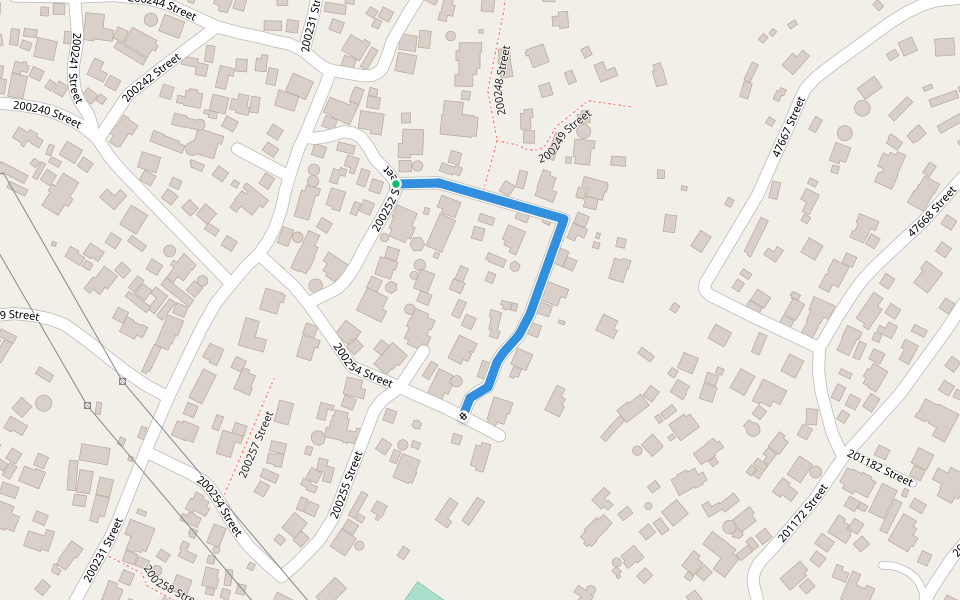 200250 Street walking route map in Mpolo