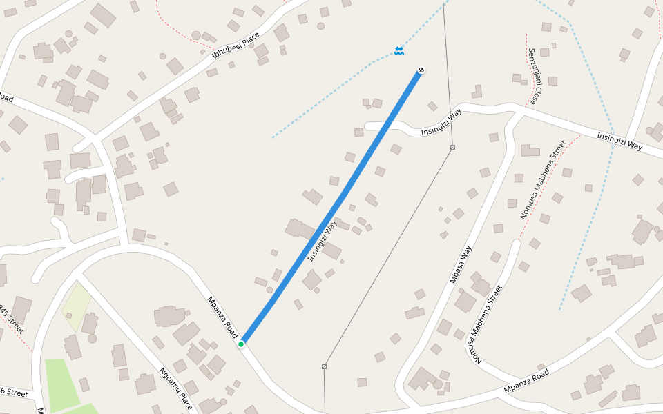 Insingizi Way walking route map in Pinetown