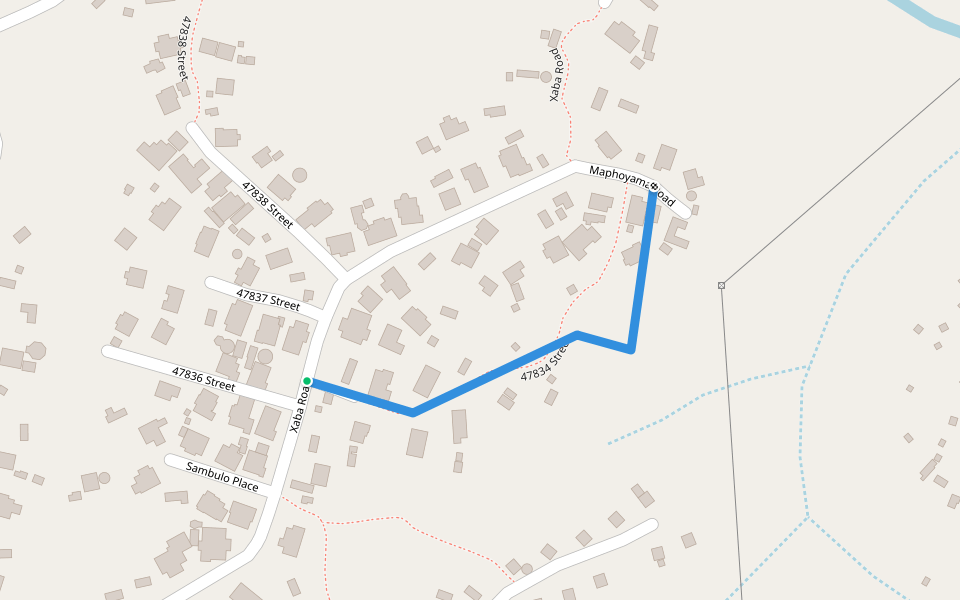 47834 Street walking route map in Pinetown
