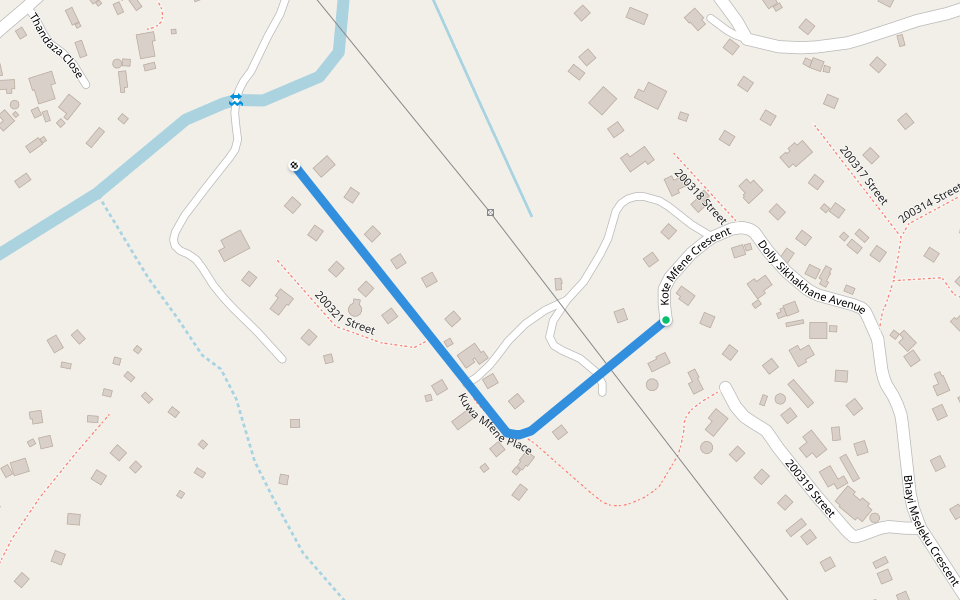 Kuwa Mfene Place walking route map in Pinetown