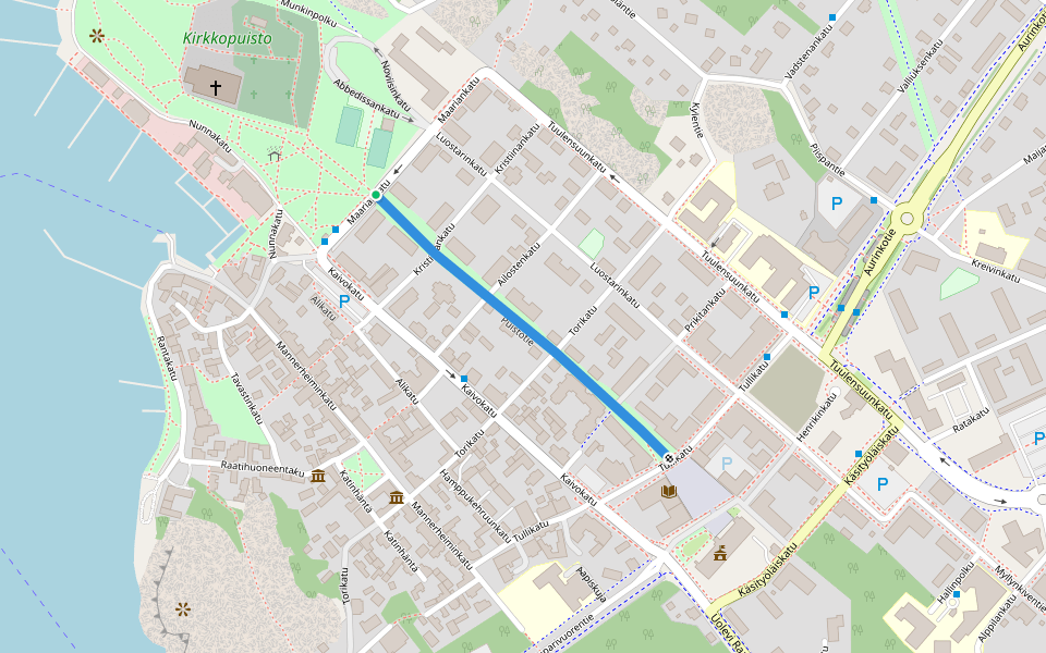 Puistotie walking route map in Naantali