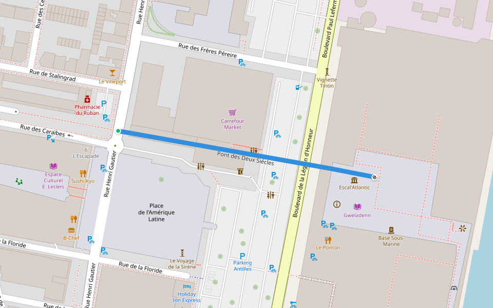 Pont des Deux Siécles walking route map in Saint-Nazaire