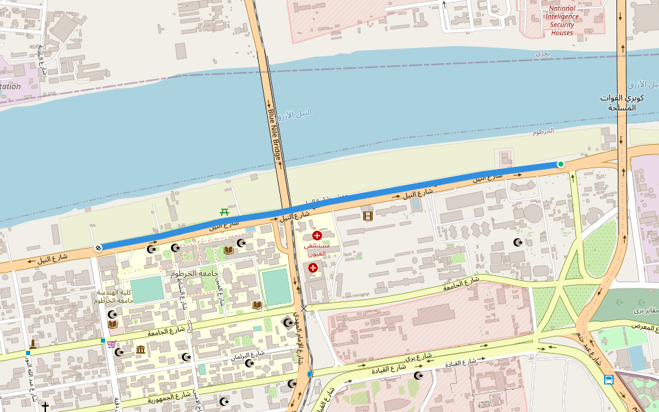 ممشى شارع النيل walking route map in Khartoum